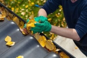Cleaning Leaves From the Gutter